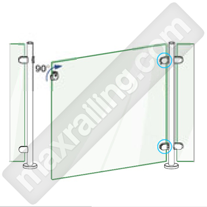 Панта за стъкло към колонка чертеж